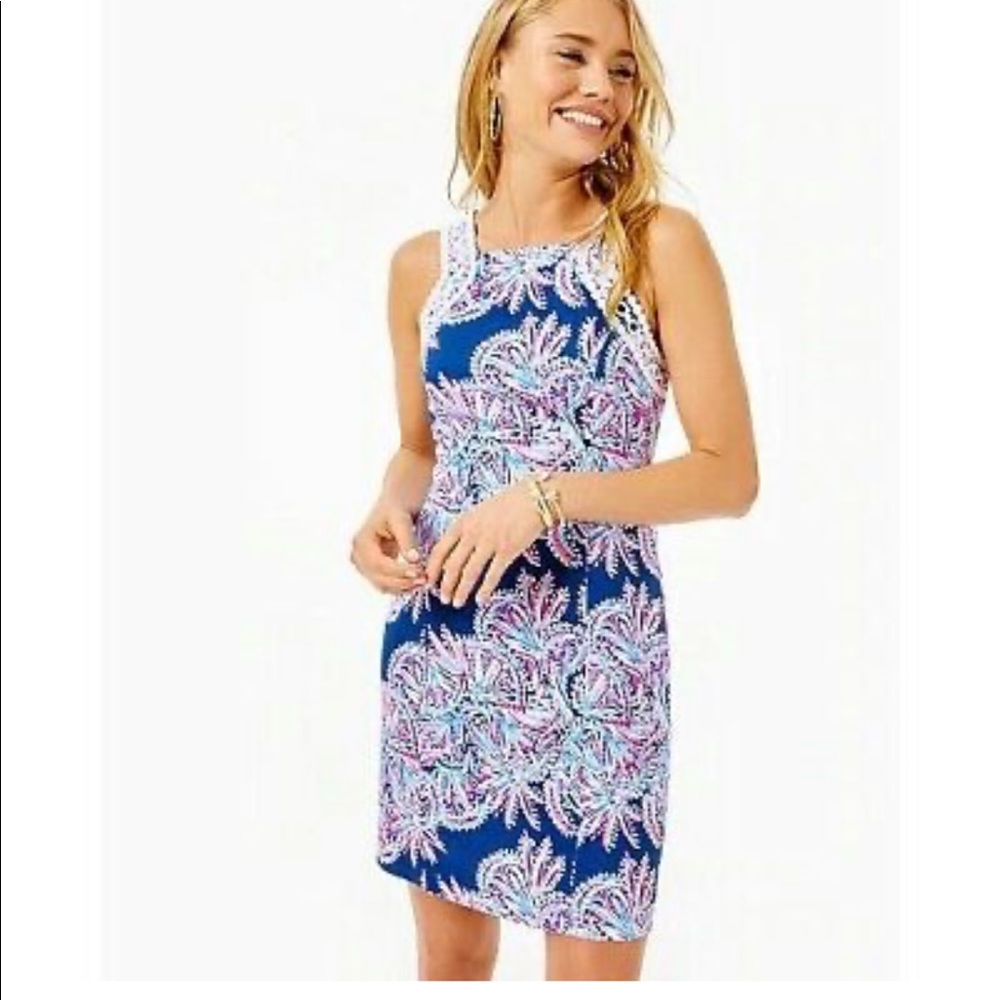 Lilly Pulitzer Makayla Stretch Shift Oyster Bay Blue Miss Shell